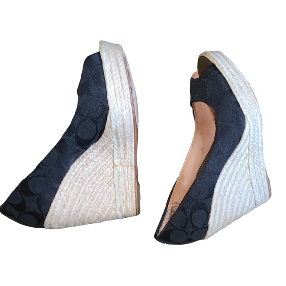 Coach Monogram Black Y2K  Wedge Heels, Size 7B - Picture 3 of 16